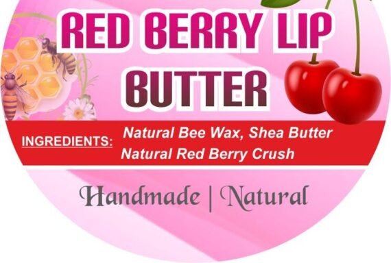 Red Berry Lip Butter with Bee Wax, Shea Butter & Red Berry Crush (No harmful chemicals)