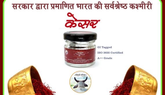 India's Best Government Certified Original Pure Kashmiri Saffron (Kesar) (1g) / भारत की सर्वश्रेष्ठ प्रमाणित कश्मीरी केसर (1 gm) GI Tagged, ISO 3632 Certified A++ Grade